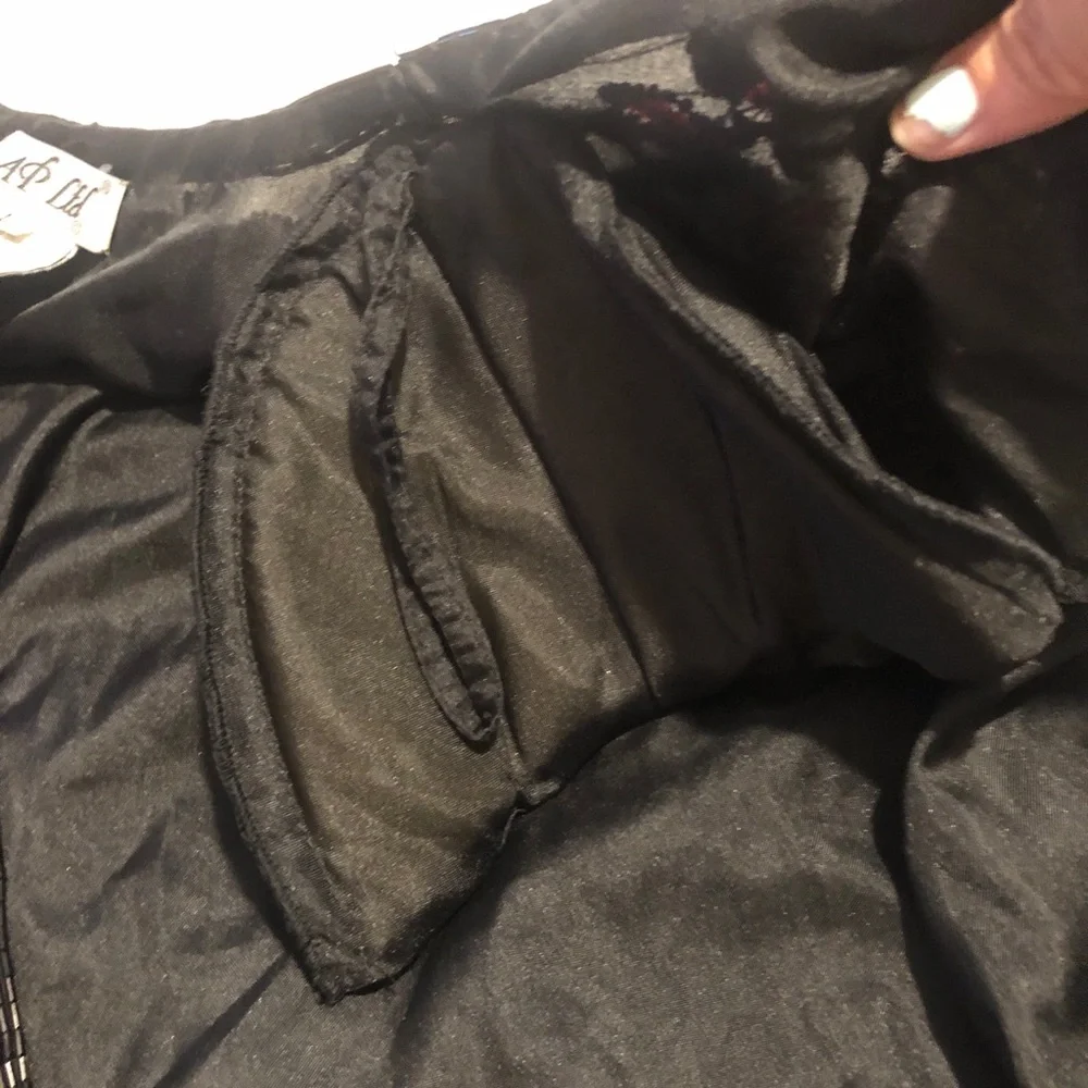 Vintage Black Beaded Open-Front Jacket with Pink Sequin Accents 80s retro glam L - Picture 14 of 16